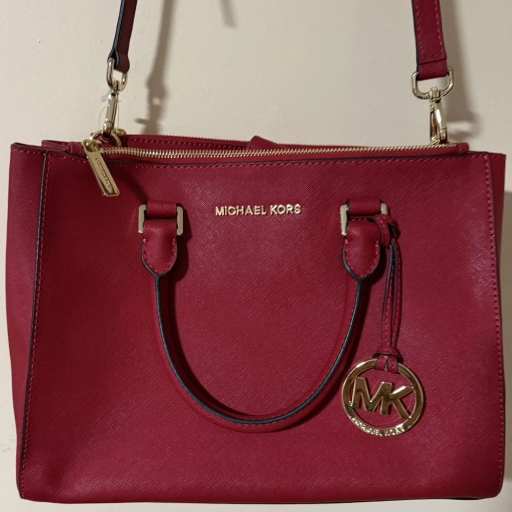 Michael Kors Red Leather Tote Bag